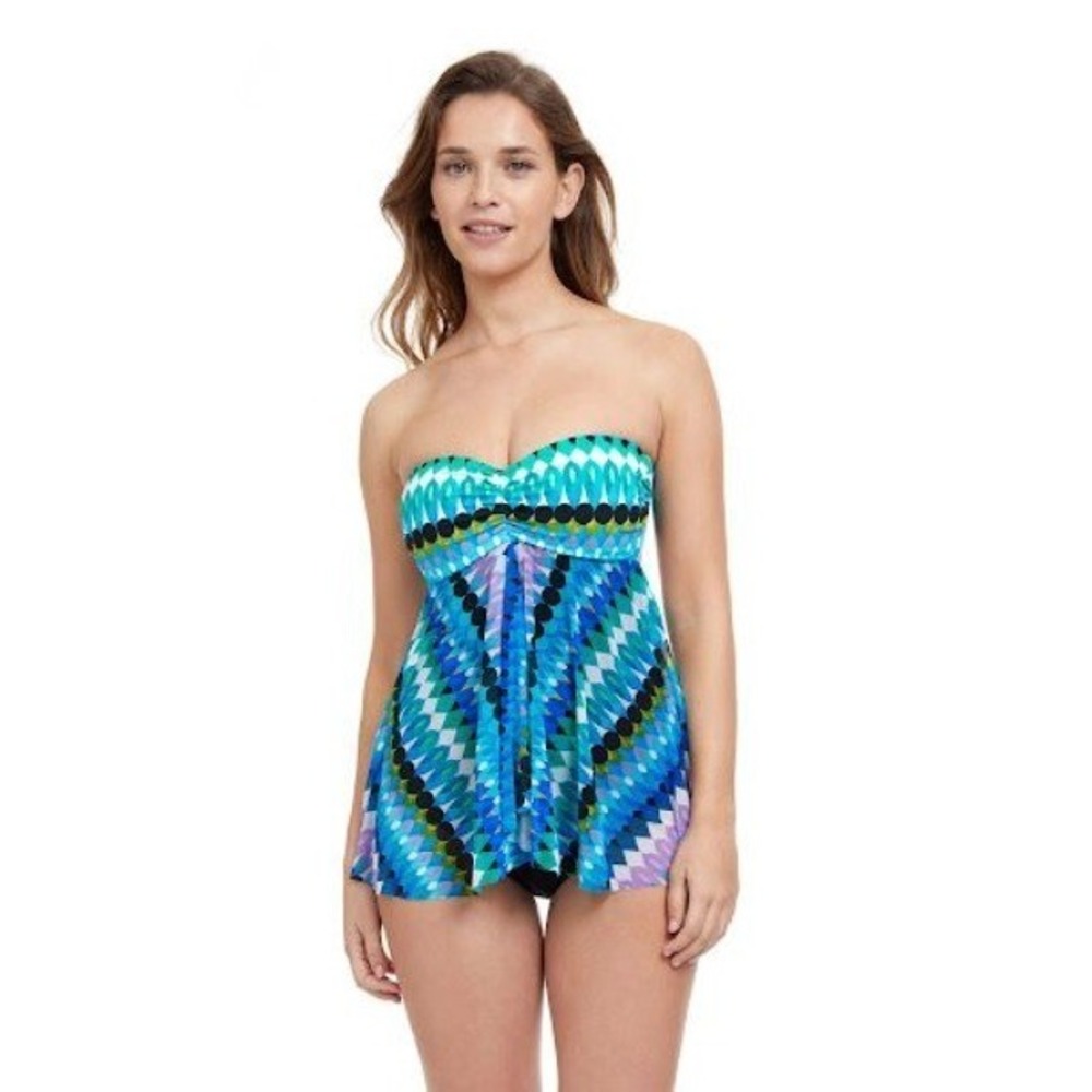 Profile by Gottex One Piece Swimsuit Moroccan Flyaway Bandeau Size 6 MSRP $148